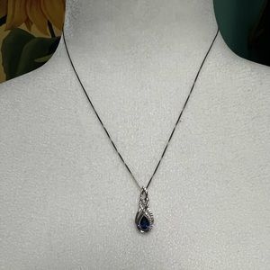 Blue/white lab-created Sapphire Necklace